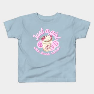 Just a girl who loves ramen kawaii pink Japanese Kids T-Shirt